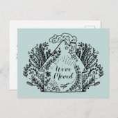 引っ越しました |かわいい手描きが家に ポストカード (正面/裏面)