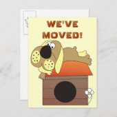 引っ越しました!かわいい犬はがき 案内ポストカード (正面/裏面)