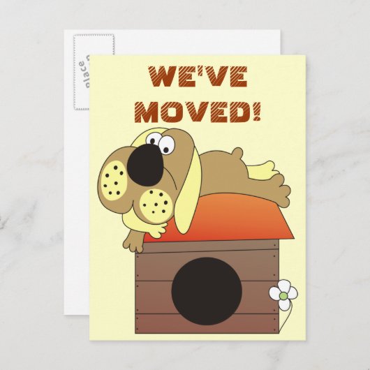 引っ越しました!かわいい犬はがき 案内ポストカード (正面/裏面)