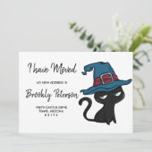 引っ越しました |かわいい黒猫 招待状 (スタンド正面)