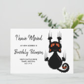 引っ越しました |かわいい黒猫 招待状 (スタンド正面)