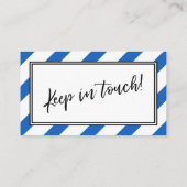 「引っ越しました」の青と白の対角線のストライプ 名刺 (裏面)