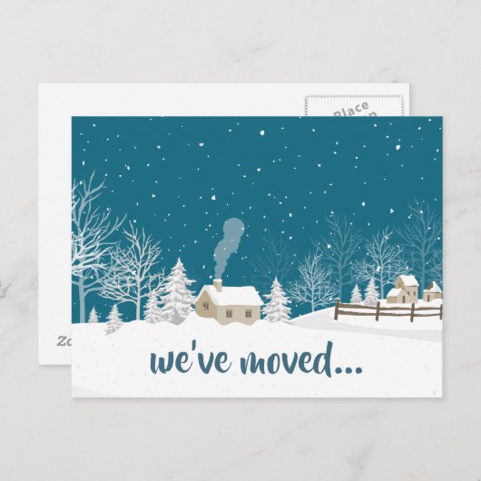 引っ越しました・ウィンターハウス・イン・スノー・ハウス・オブ・アドレス 案内ポストカード (正面/裏面)