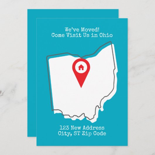 引っ越しました!オオ来オ州の米国を訪問 案内状 (正面/裏面)