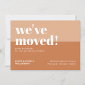 引っ越しました!オレンジとピーチミニマルはっきりしたタイプ 案内状 (正面)