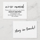 "引っ越しました"カジュアル手書きタイポグラフィカード 名刺 (正面/裏面)