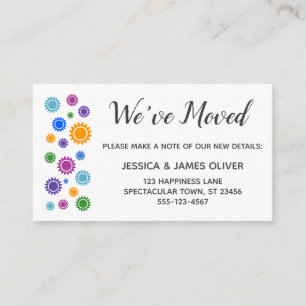 「引っ越しました」カードをサンシャイン付きカラフルに挿入 エンクロージャーカード