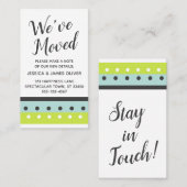 「引っ越しました」カード(ライム、青、濃い灰色) 名刺 (正面/裏面)