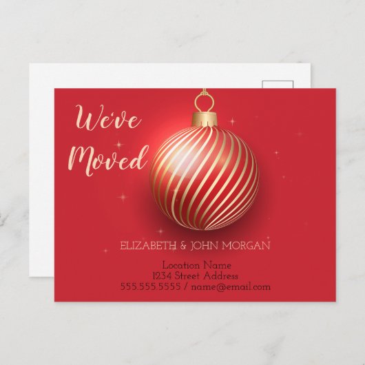 引っ越しました，クリスマスボール，新しいアドレス 案内ポストカード (正面/裏面)