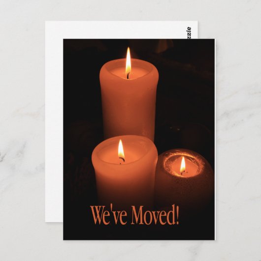 引っ越しました! クリスマス非常に熱い蝋燭の ポストカード (正面/裏面)