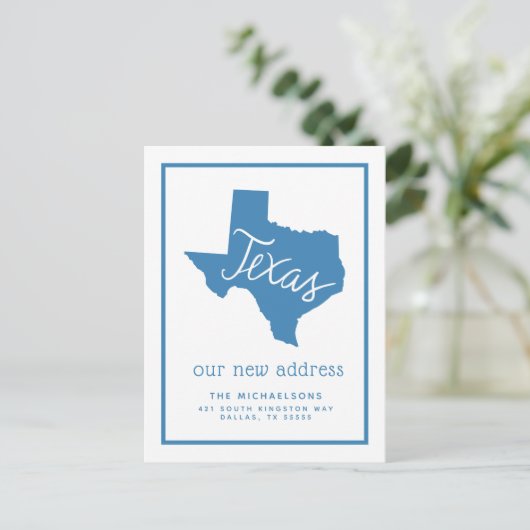 引っ越しました |テキサス州タイポグラフィ シーズンポストカード (スタンド正面)