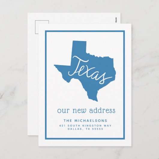 引っ越しました |テキサス州タイポグラフィ シーズンポストカード (正面/裏面)