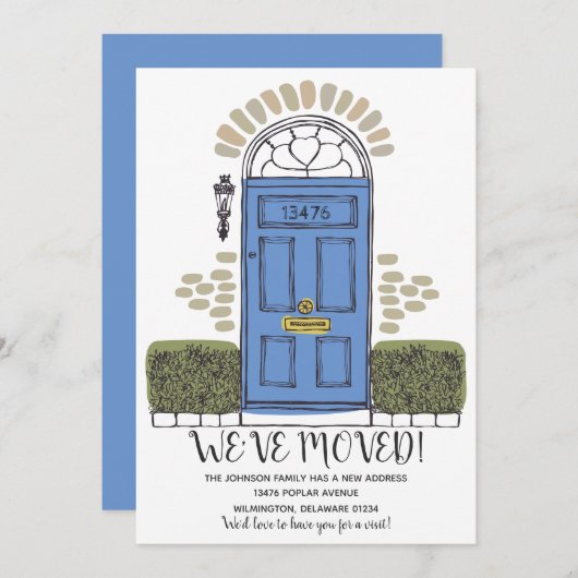 引っ越しました – ドお洒落ア – 新しい住所のアナウンス 招待状 (正面/裏面)