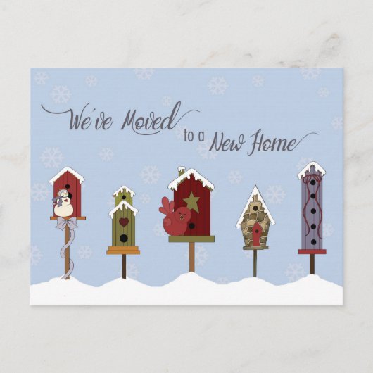 引っ越しました、ニューアドレスウィンターバードハウス&フラグ 案内ポストカード (正面)