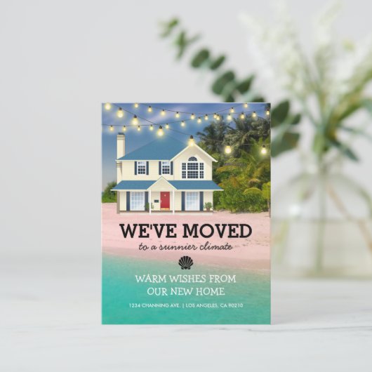 引っ越しました |ビーチ海の新しいホーム 案内ポストカード (スタンド正面)