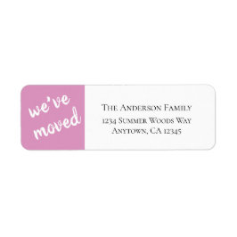 引っ越しました |ピンクモダン差出人住所ラベル ラベル