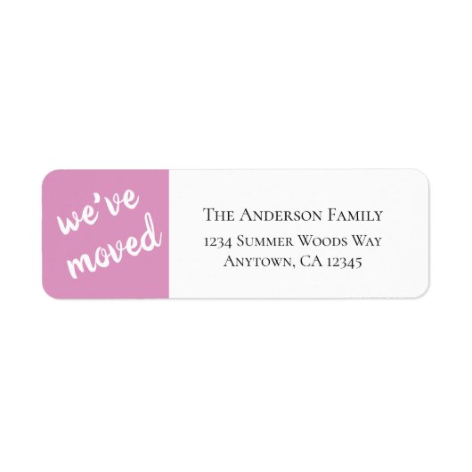 引っ越しました |ピンクモダン差出人住所ラベル ラベル (正面)