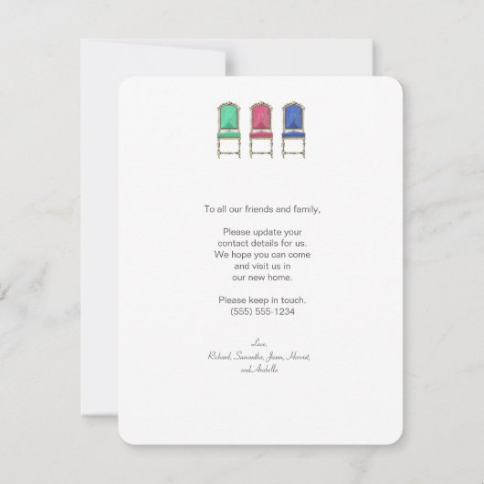 引っ越しました·ファミリのモダン移動に関する発表 案内状 (裏面)