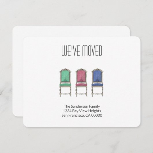 引っ越しました·ファミリのモダン移動に関する発表 案内状 (正面/裏面)