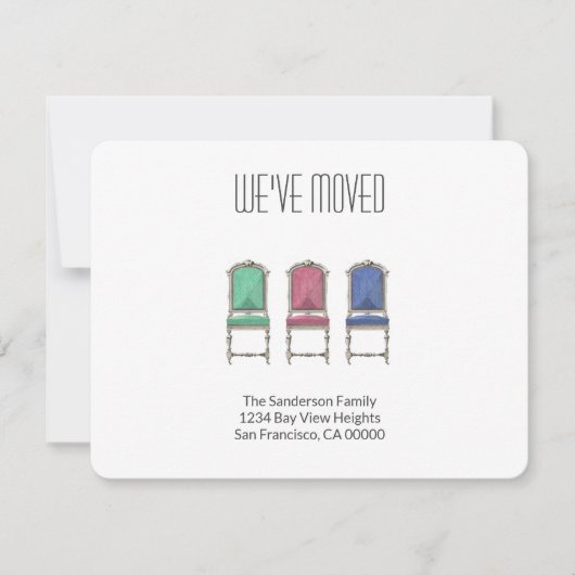 引っ越しました·ファミリのモダン移動に関する発表 案内状 (正面)