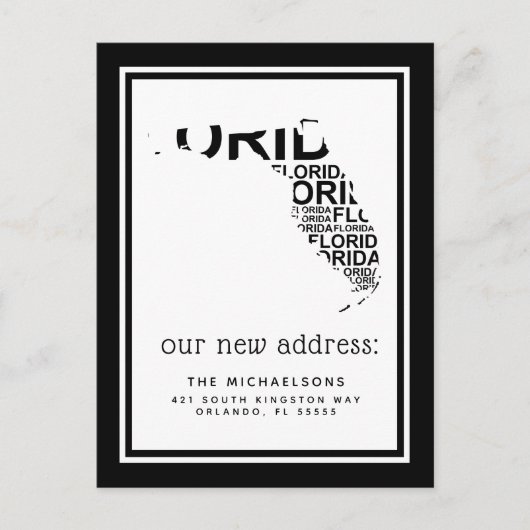 引っ越しました |フロリダタイポグラフィ シーズンポストカード (正面)