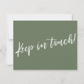 "引っ越しました"モダン手書きオリーブ緑カード 招待状 (裏面)