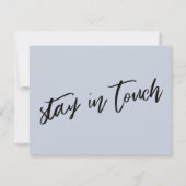 "引っ越しました"モダン手書き埃の青いカード 招待状 (裏面)