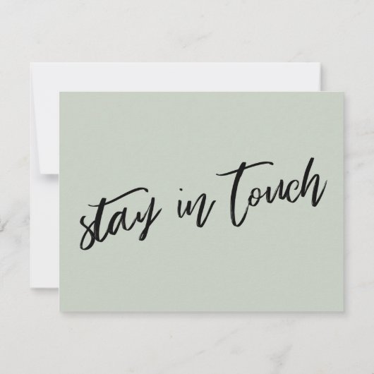 "引っ越しました"モダン手書きSageグリーンカード 招待状 (裏面)