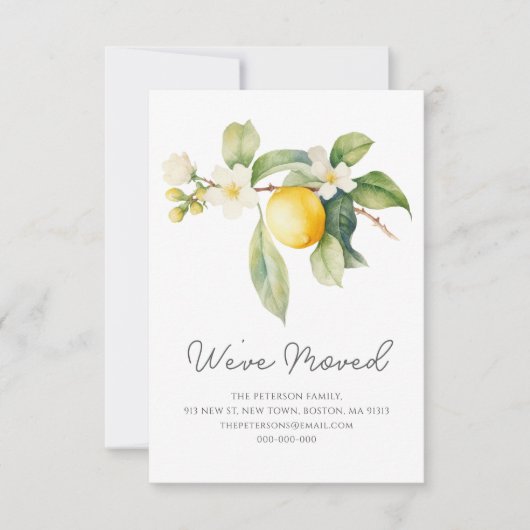 引っ越しました | レモンの花の新しいアドレス 案内状 (正面)