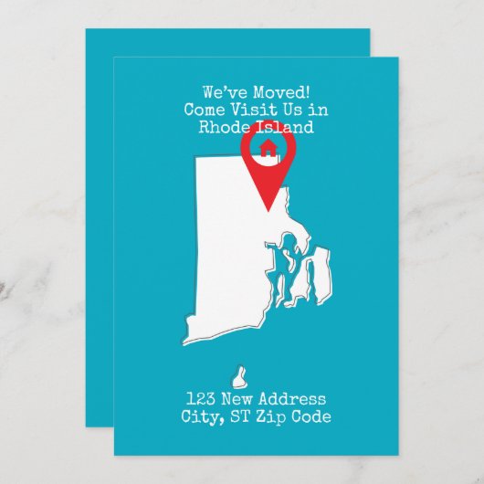 引っ越しました!ロードアイランド来での米国の訪問 案内状 (正面/裏面)