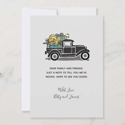 引っ越しました·ヴィンテージ·ブラック·トラックの住所変更 案内状 (裏面)