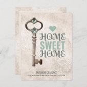 引っ越しました·ヴィンテージ·鍵·ダマスクのアドレス変更 案内ポストカード (正面/裏面)