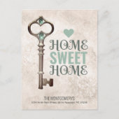 引っ越しました·ヴィンテージ·鍵·ダマスクのアドレス変更 案内ポストカード (正面)