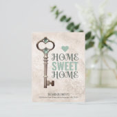 引っ越しました·ヴィンテージ·鍵·ダマスクのアドレス変更 案内ポストカード (スタンド正面)