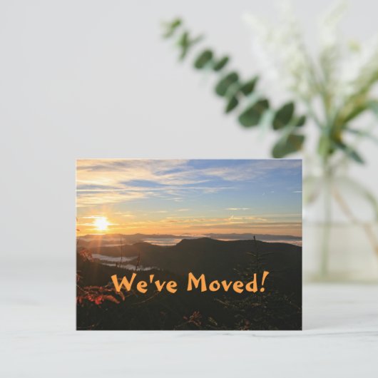 引っ越しました!山の日の出のアドレスの変更 案内ポストカード (スタンド正面)