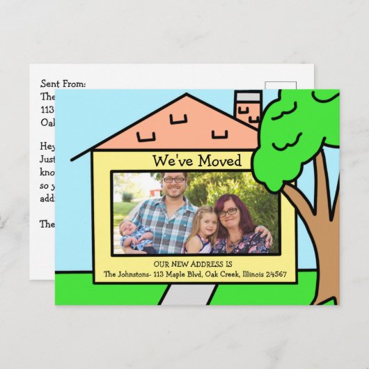 引っ越しました |新しいアドレス通知 ポストカード (正面/裏面)