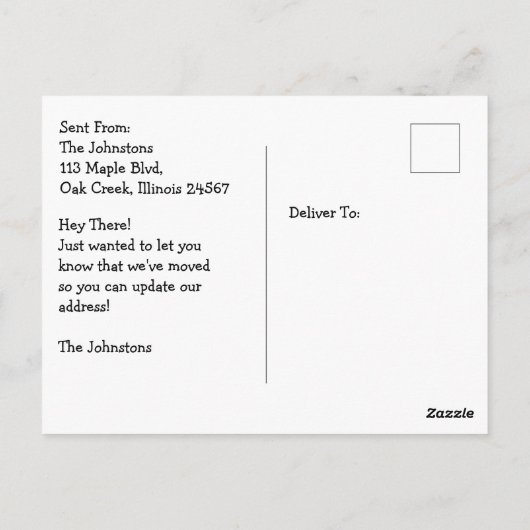 引っ越しました |新しいアドレス通知 ポストカード (裏面)