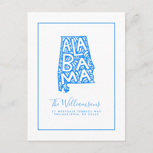 引っ越しました |新しいアドレス |アラバマ ポストカード (正面)