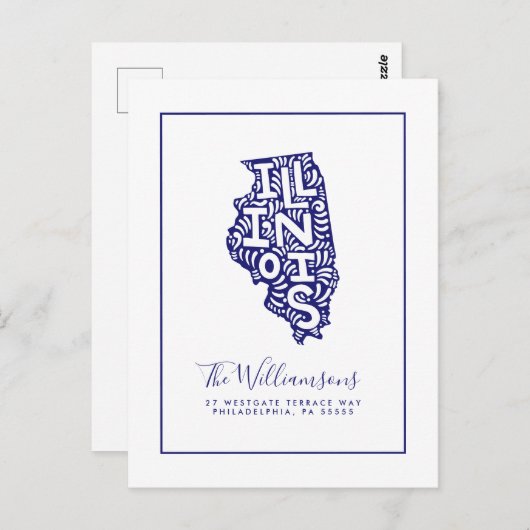 引っ越しました |新しいアドレス |イリノイ ポストカード (正面/裏面)