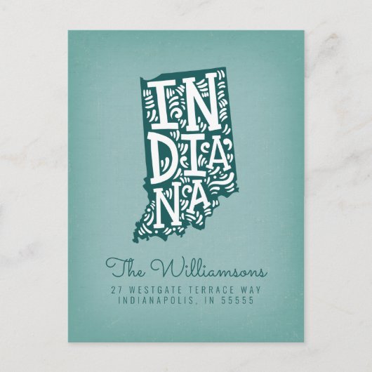 引っ越しました |新しいアドレス |インディアナ ポストカード (正面)