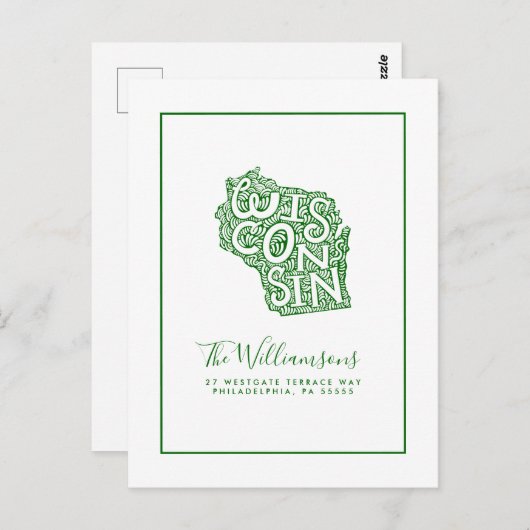 引っ越しました |新しいアドレス |ウィスコンシン ポストカード (正面/裏面)