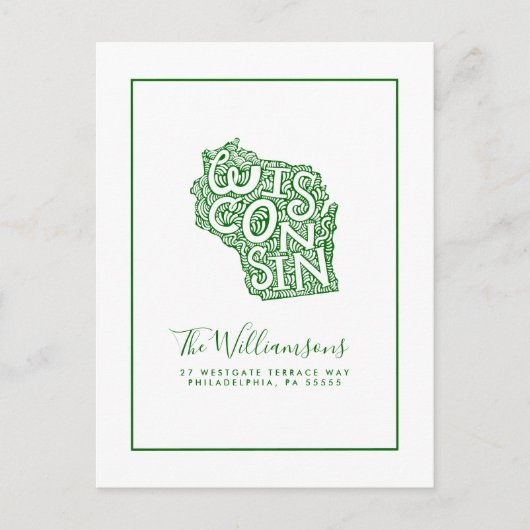 引っ越しました |新しいアドレス |ウィスコンシン ポストカード (正面)