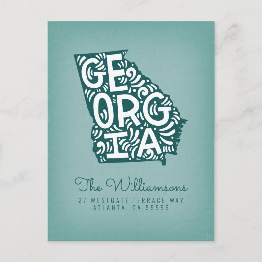 引っ越しました |新しいアドレス |ジョージア ポストカード (正面)