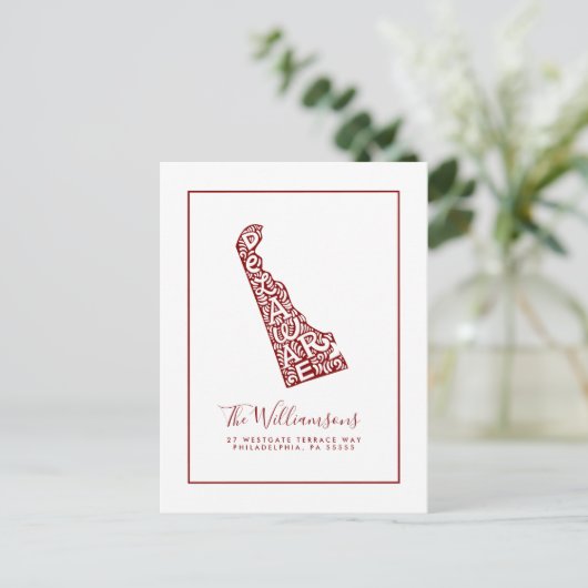 引っ越しました |新しいアドレス |デラウェア ポストカード (スタンド正面)