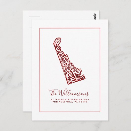 引っ越しました |新しいアドレス |デラウェア ポストカード (正面/裏面)