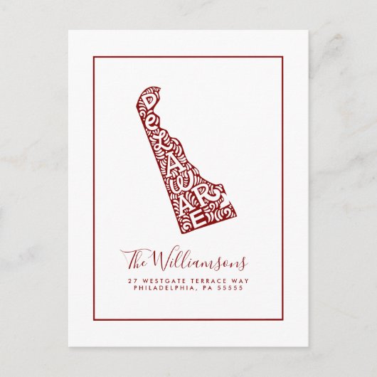 引っ越しました |新しいアドレス |デラウェア ポストカード (正面)