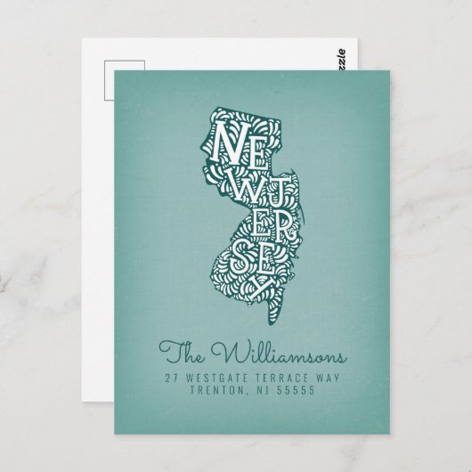 引っ越しました |新しいアドレス |ニュージャージー ポストカード (正面/裏面)