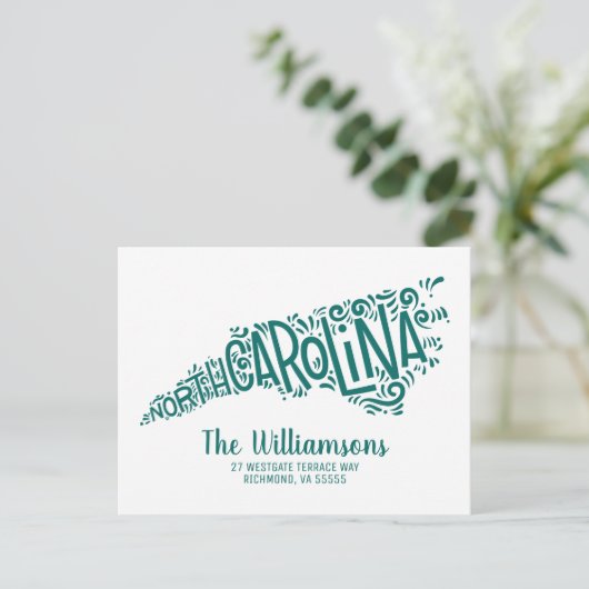 引っ越しました |新しいアドレス |ノースカロライナ州ポストカー ポストカード (スタンド正面)