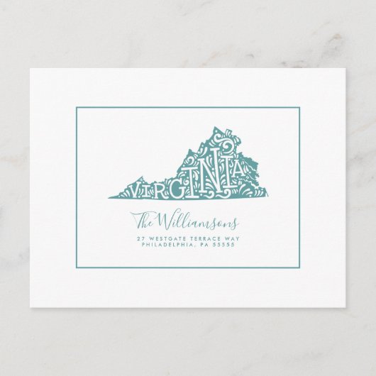 引っ越しました |新しいアドレス |バージニア ポストカード (正面)