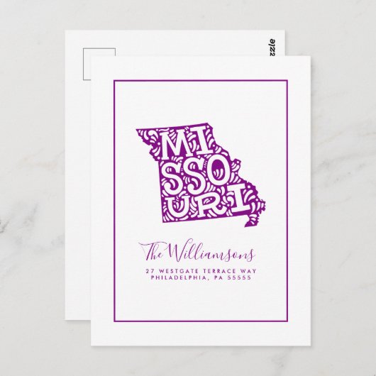 引っ越しました |新しいアドレス |ミズーリ ポストカード (正面/裏面)